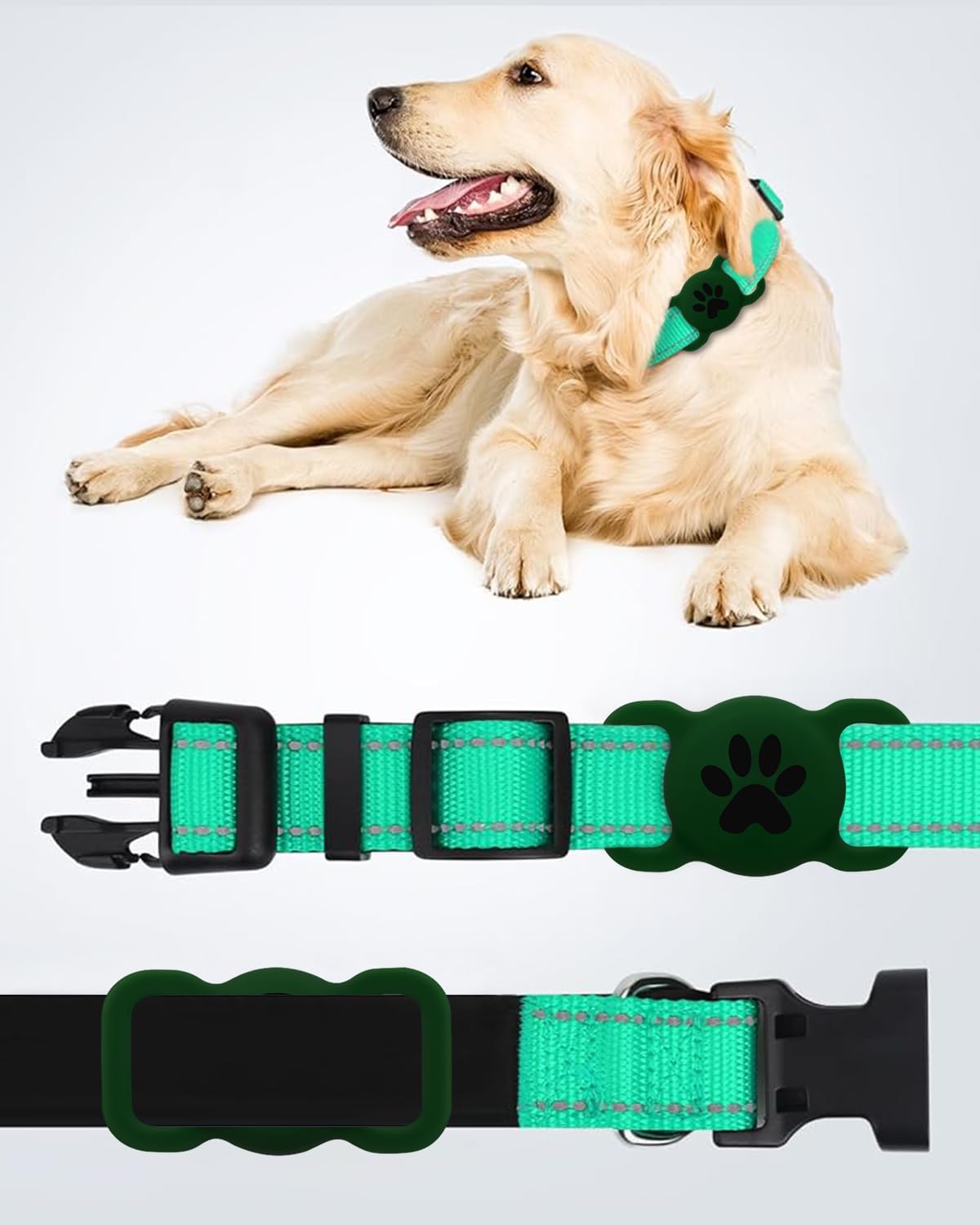 Qpets Dog Collar Holder for AirTag Cat Collar Buckle, Waterproof Protective AirTag Holder Tracker, Elasticity Silicone Loop Case for AirTag Pet Collar AirTag Holder Locator Tag (Green) Qpets Dog Collar Holder for AirTag Cat Collar Buckle, Waterproof Protective AirTag Holder Tracker, Elasticity Silicone Loop Case for AirTag Pet Collar AirTag Holder Locator Tag (Green)